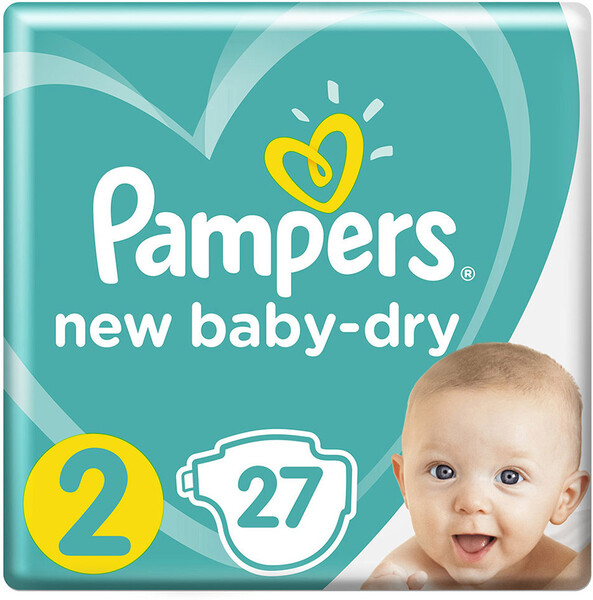 Подгузники Pampers New Baby-Dry 4–8 кг 2 размер, 27 шт