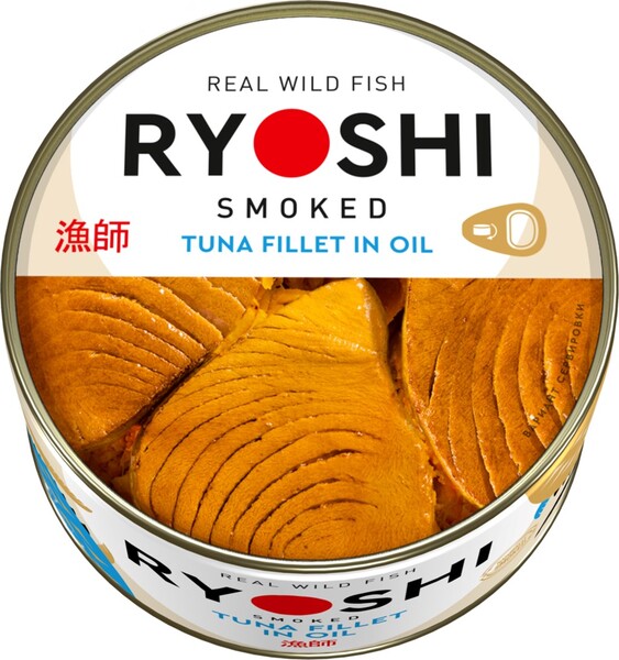 Тунец полосатый БАРС копченый в масле, филе, 185г Россия, 185 г