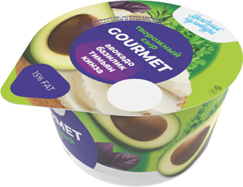 Сыр творожный Молочная кльтура Gourmet с Авакадо, базиликом, тимьяном и кинзой, 130 г
