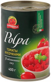 Томаты Помидорка кусочками в собственном соку, 400г