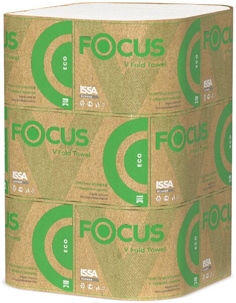 Полотенца бумажные Focus листовые однослойные белые V-сложения 250 листов, бумага