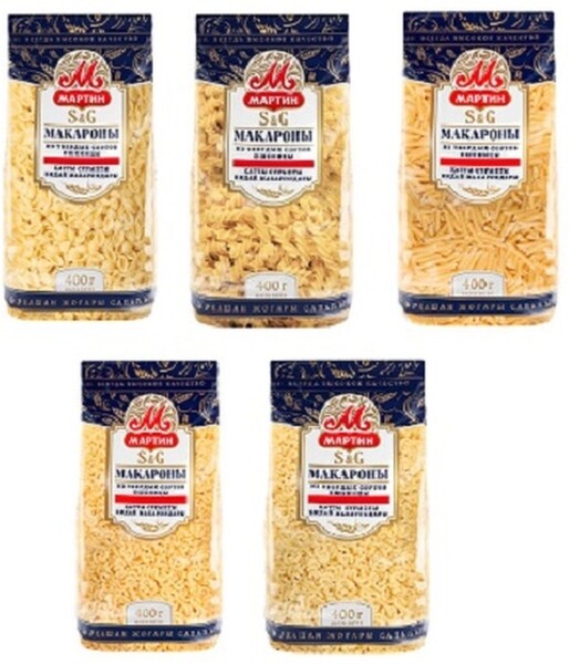 МАРТИН / Макароны от Мартина Ракушки, Перья, Скобочки, Капля, Спираль твердые сорта пшеницы 5шт (Казахстан)