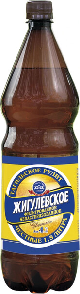 Пиво светлое ЖИГУЛЕВСКОЕ Тагильское фильтрованное непастеризованное, 4%, ПЭТ, 1.5л Россия, 1.5 L