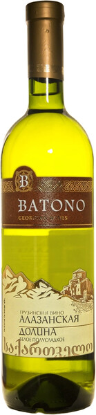 Вино Batono Алазанская Долина белое полусладкое 12%, 750мл
