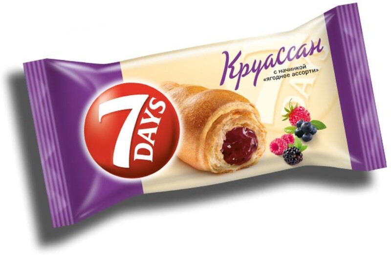 Круассан 7 Days с начинкой Ягодное ассорти, 110 гр., флоу-пак