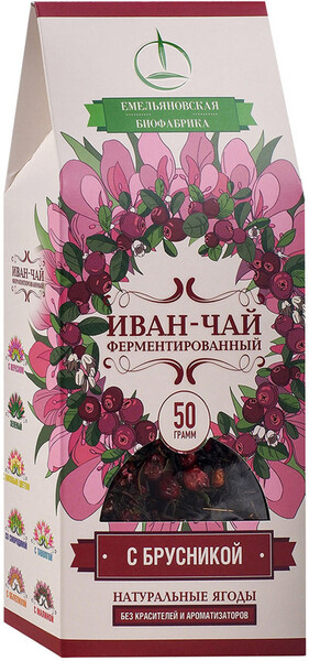 Напиток Емельяновская Биофабрика Иван-чай чайный листовой с брусникой 50 г