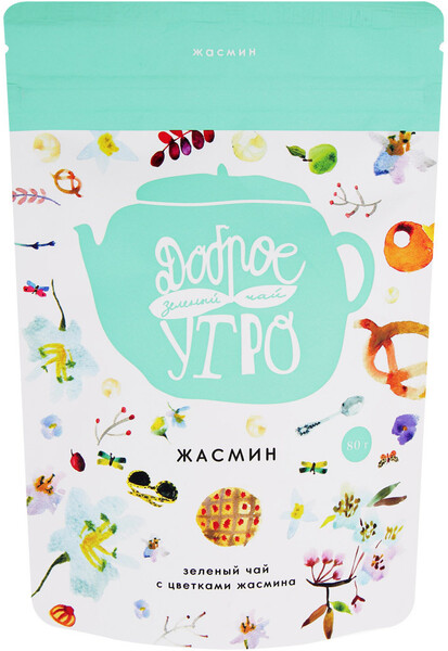 Чай Доброе утро зеленый крупнолистовой с жасмином 80 г