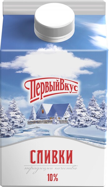 Сливки ПЕРВЫЙ ВКУС паст 10% т/топ без змж Россия, 450 г