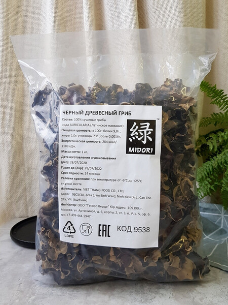Грибы черные древесные муэр (Auricularia) Midori 1 кг