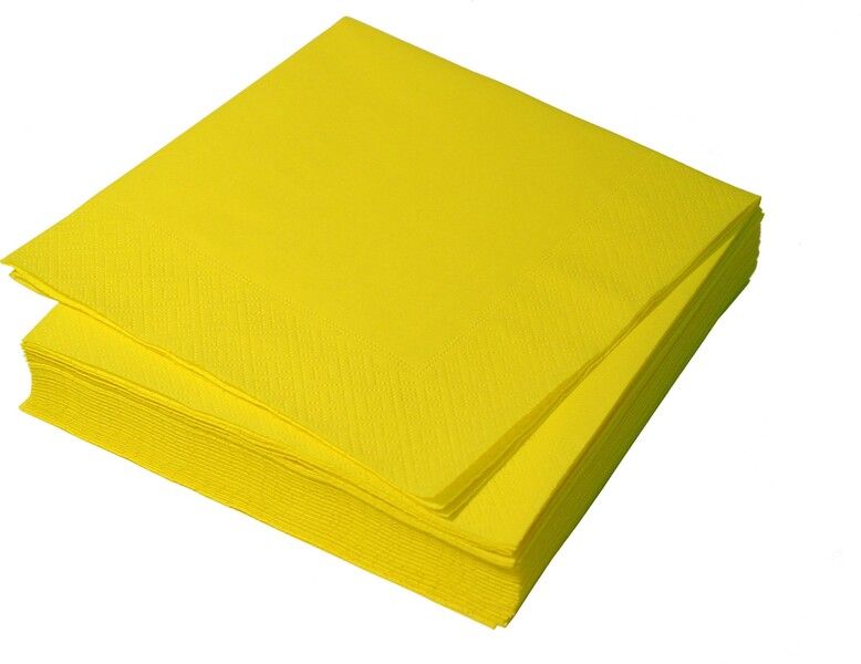 Салфетки бумажные жёлтые 3х слойные 33х33 Bulgaree Green, пластиковый пакет