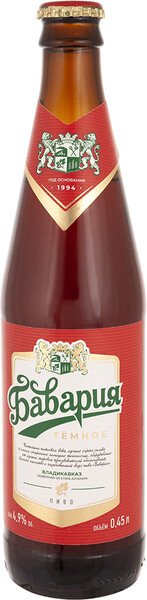 Пиво Бавария темное фильтрованное пастеризованное 4,9% 0,45л ФАТ