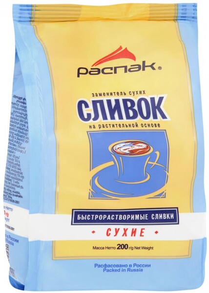 Сливки Распак сухие быстрорастворимые на растительной основе 200г