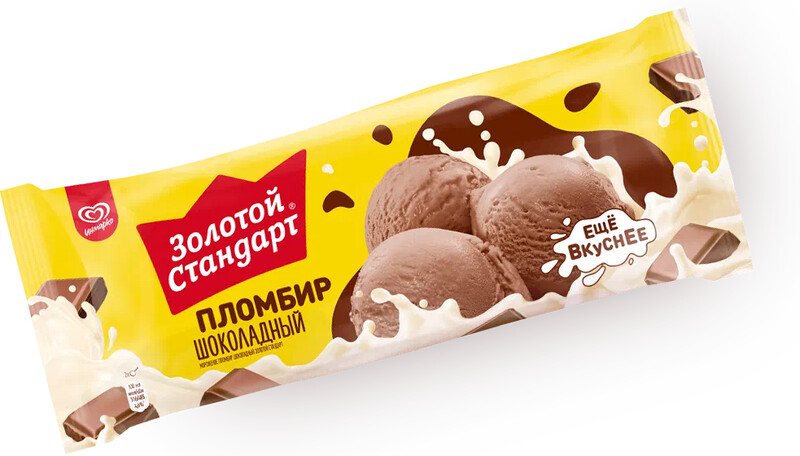 Мороженое Золотой Стандарт Пломбир шоколадный 12% 400г