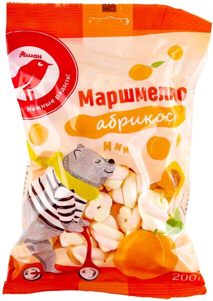 Маршмеллоу АШАН Красная птица с ароматом абрикоса, 200 г
