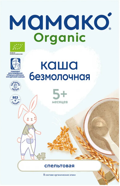 Каша Мамако Organic спельтовая безмолочная быстрорастворимая с 5 месяцев 200 г