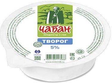 Творог Чабан рассыпчатый 5% 350 гр., ПЭТ