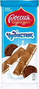 Шоколад «Россия-Щедрая душа!» Чудастик молочный c молочной начинкой и хрустящим печеньем, 87 г
