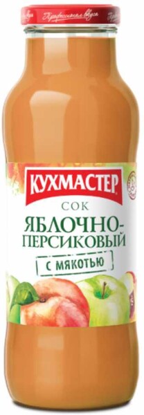 Сок Кухмастер Яблочно-персиковый с мякотью с/б 680 мл., стекло