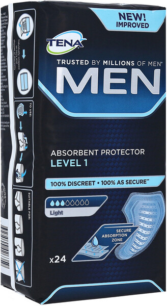 Мужские урологические прокладки Tena Men Level 1 / Тена Мен Уровень 1, 3 капли, 24 штук