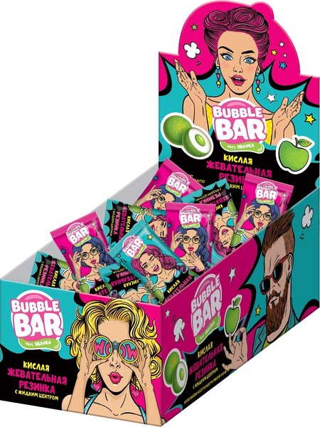 Жевательная резинка Конфитрейд Полный кислец кислая с жидким центром, 3 гр., флоу-пак