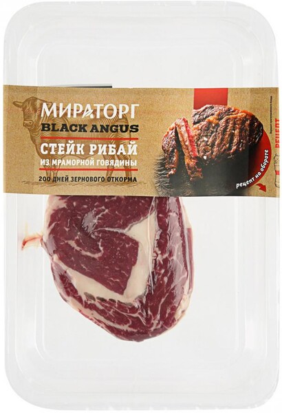Стейк из говядины Мираторг Black Angus Рибай охлажденный в вакуумной упаковке 390 г