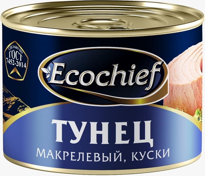 Ecochief Тунец натуральный макрелевый (куски), 240 г