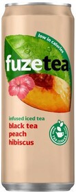 Напиток Fuzetea Black Ice Tea Peach Hibiscus б/а сильногазированный 330 мл.,ж/б