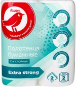 Полотенца бумажные АШАН Красная птица 2-х слойные EXTRASTRONG, 2 рулона