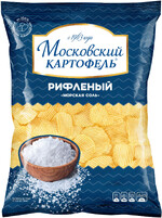 Картофельные чипсы Московский Картофель хрустящие рифленые с Морской солью, 130 г