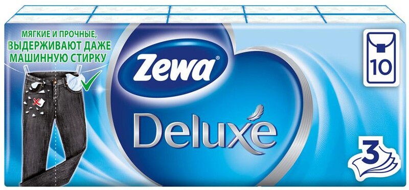 Платки носовые Zewa Deluxe original 3-слойные 10х10шт