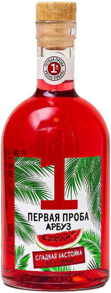 Настойка ПЕРВАЯ ПРОБА Арбуз сладкая 16%, 0.5л Россия, 0.5 L