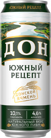 Пиво светлое ДОН Южный рецепт пастер. алк.4,6% ж/б Россия, 0.45 L