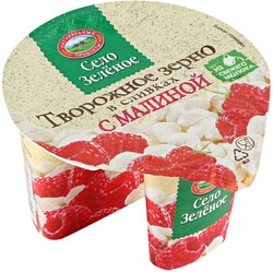 Творожное зерно малина в сливках 5%, Село Зелёное, 130 гр., пластиковый стакан