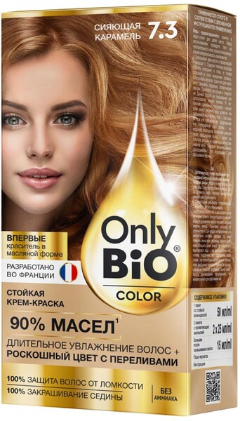 Крем-краска для волос «Фитокосметик» Only Bio Color Тон 7.3 Сияющая карамель, 115 мл