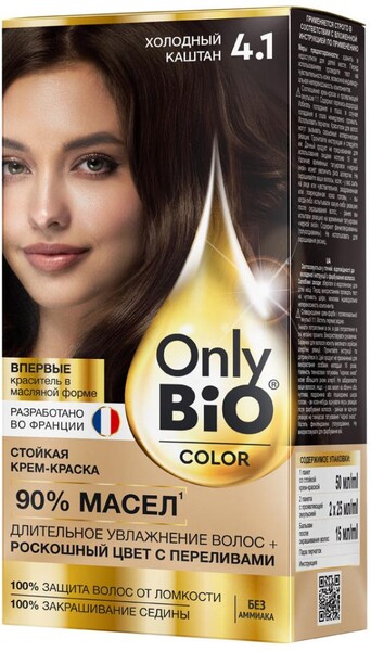 Крем-краска для волос «Фитокосметик» Only Bio Color Тон 4.1 Холодный каштан, 115 мл