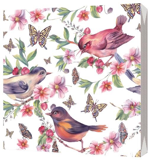 Салфетки Bulgaree green трехслойные 33*33 х 20шт Райские птички, флоу-пак