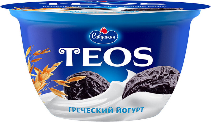 Йогурт Савушкин Teos Греческий Чернослив-Злаки 2% 140г