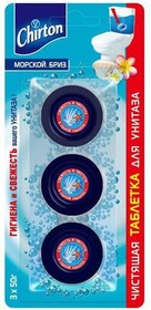 Таблетка для унитаза, 3 шт., Chirton, Морской бриз 50 гр., блистер