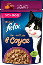 Sensations корм влажный для кошек Утка с морковью в соусе, 75г