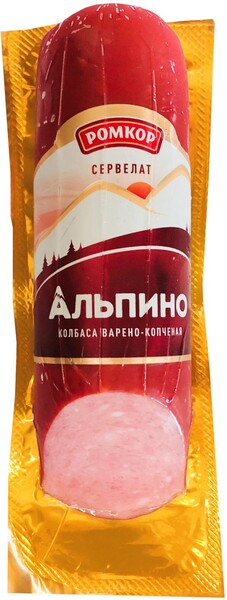 Колбаса копчено-вареная РОМКОР Сервелат Альпино, категория B, 300г Россия, 300 г