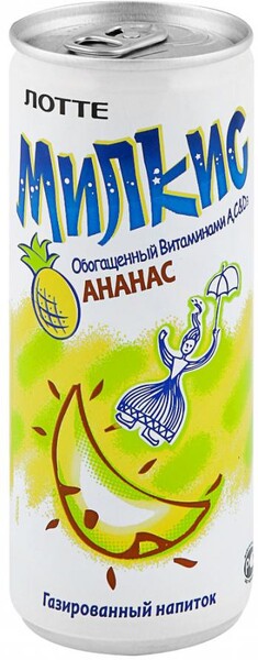 Напиток газированный Lotte Милкис Ананас, 0.25л