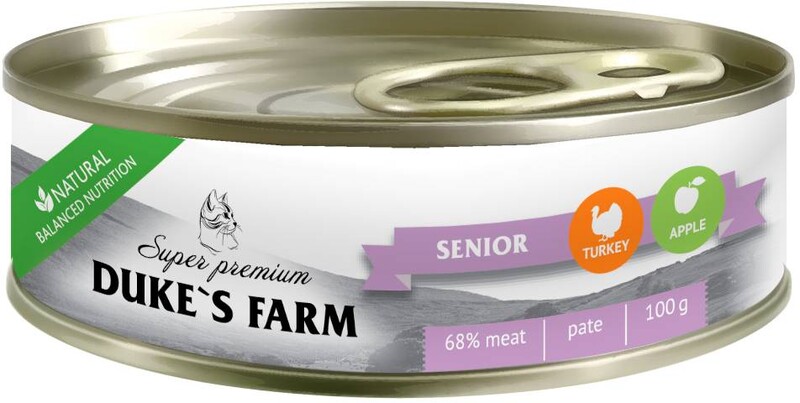 Корм для кошек DUKE`S FARM для пожилых индейка, яблоко 100 г
