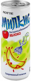 Напиток газированный Lotte Милкис Яблоко, 0.25л