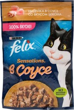 Sensations корм влажный для кошек Индейка со вкусом бекона в соусе, 75г