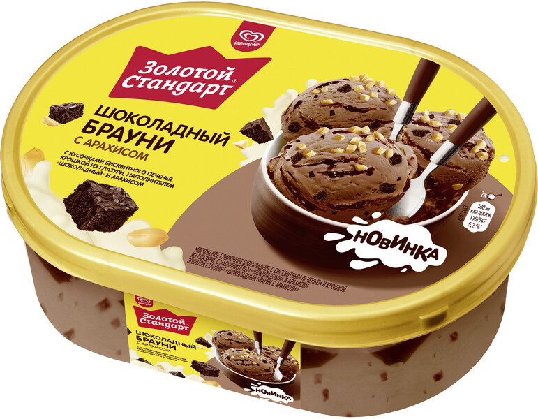 Мороженое Шоколадный брауни с арахисом Золотой Стандарт, 445 г