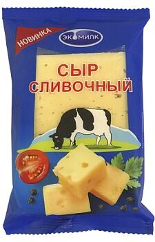 Сыр  Экомилк  Сливочный  50% 180 гр., флоу-пак