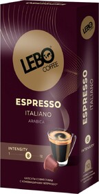 Кофе молотый в капсулах LEBO Espresso italiano натуральный жареный, 10кап Россия, 55 г