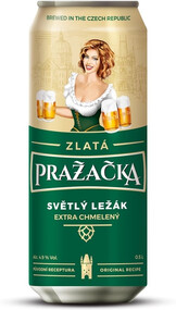 Пиво Prazacka Zlata svetly lezak Светлое фильтрованное 4,9% 0,5л ж/б Чехия