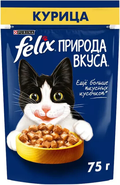 Корм Влажный Felix Природа Вкуса для Кошек Курица 75г