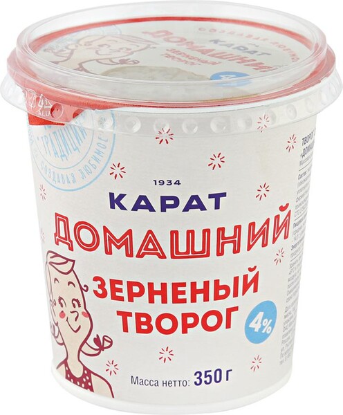 Творог Карат зернёный Домашний 4% 0,35кг